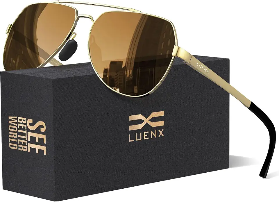 Luenx Aviator Polarized Sunglasses Men Women Classic UV400 Driving