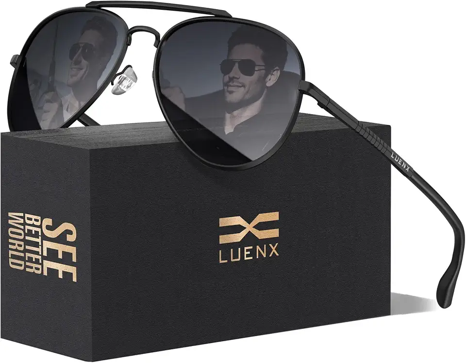 Luenx Aviator Polarized Sunglasses Men Women Classic UV400 Driving