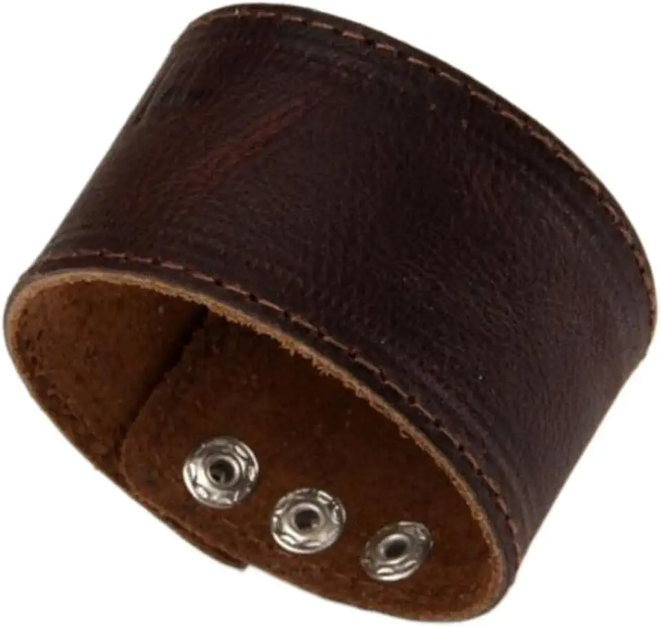 Men's Wide Dark Brown Leather Cuff Bracelet