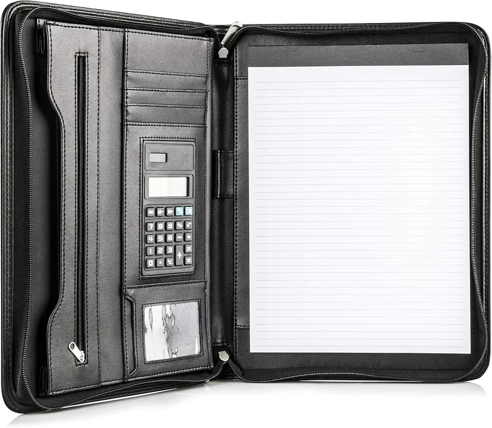 Men's Black Leather Zip Portfolio