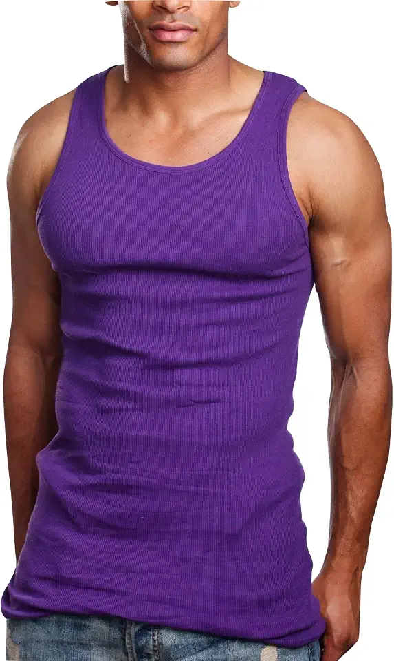 Men's Plum Purple Ribbed Tank Top