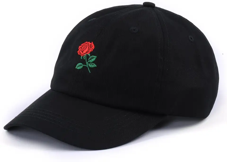 Rose Embroidered Dad Hat Women Men Cute Adjustable Cotton Floral Baseball Cap