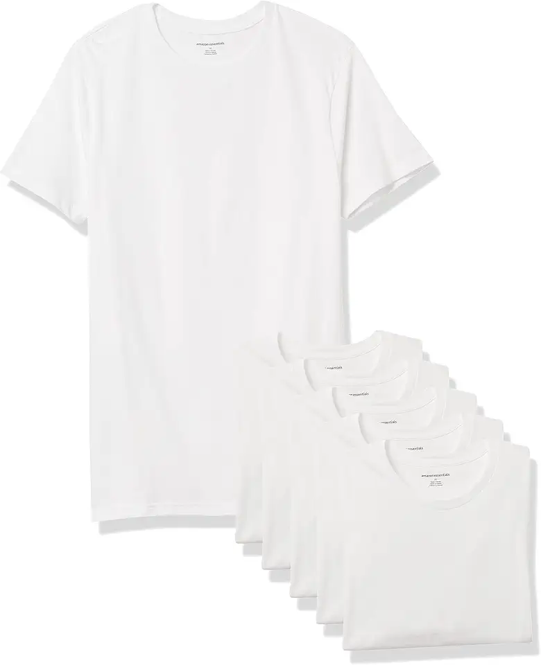 Amazon Essentials Men's Slim Fit Crewneck Undershirts, Pack of 6