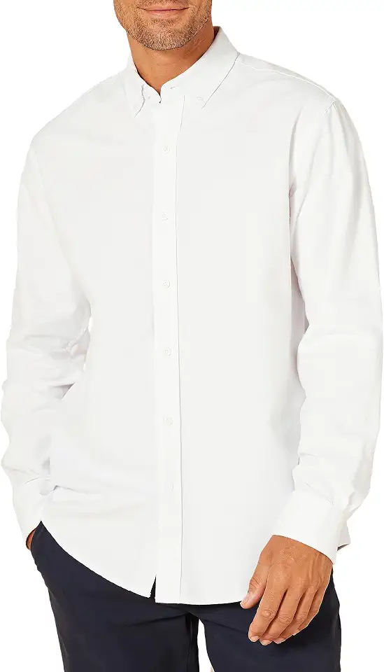 OEKO-TEX STANDARD 100 Amazon Essentials Men's Regular-Fit Long Sleeve Oxford Shirt, 100% Cotton