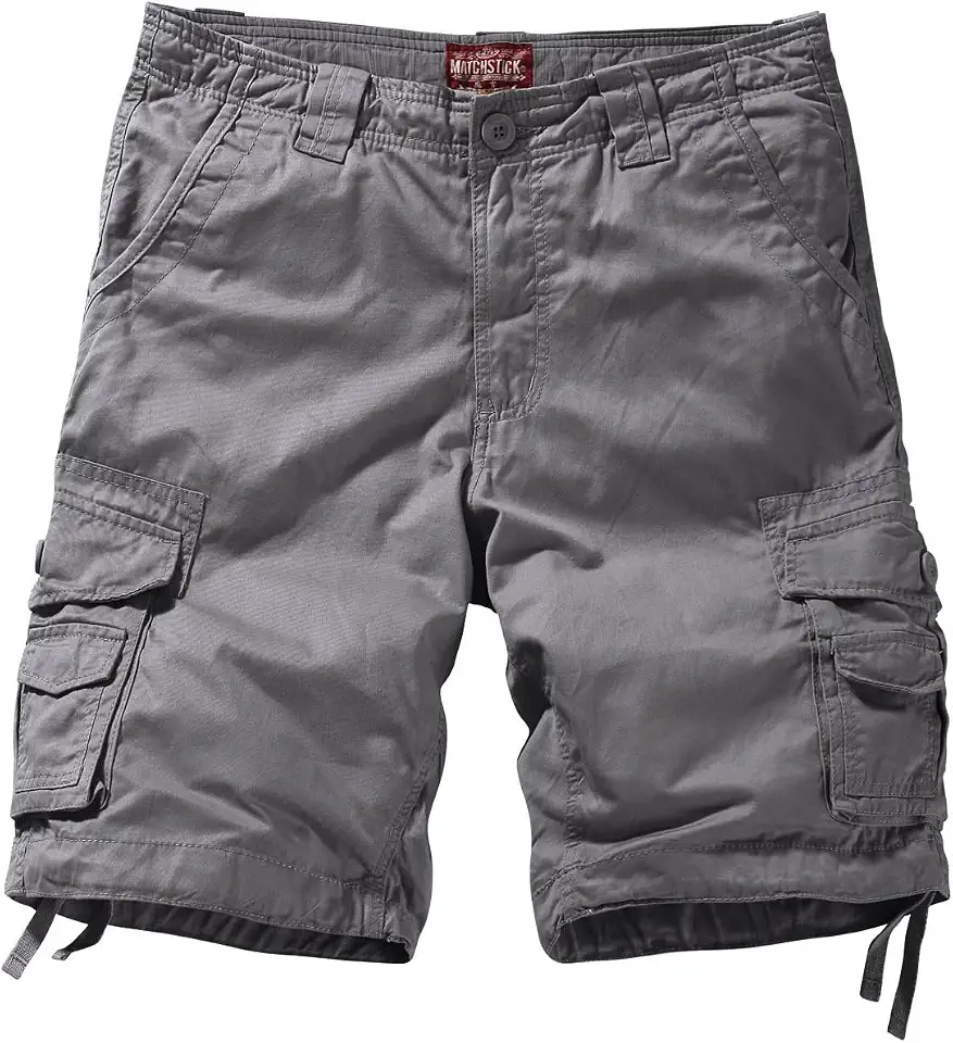 Men's Grey Ripstop Cotton Cargo Shorts