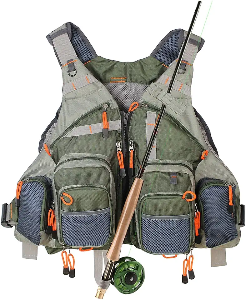 Kylebooker Fly Fishing Vest Pack Adjustable for Men and Women,Army Green