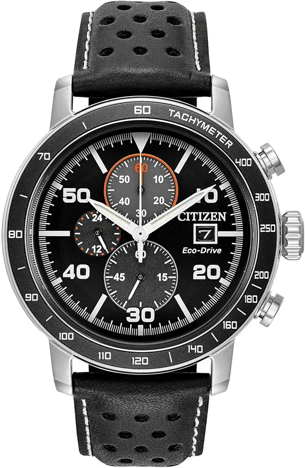 Leather Working Group Citizen Men's Eco-Drive Weekender Brycen Chronograph Watch in Stainless Steel
