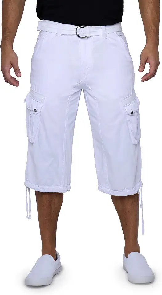 X RAY Men's Belted Long Cargo Shorts for Men, Below Knee Length Mens Cargo Shorts, 3/4 Pants (Big and Tall Shorts for Men)