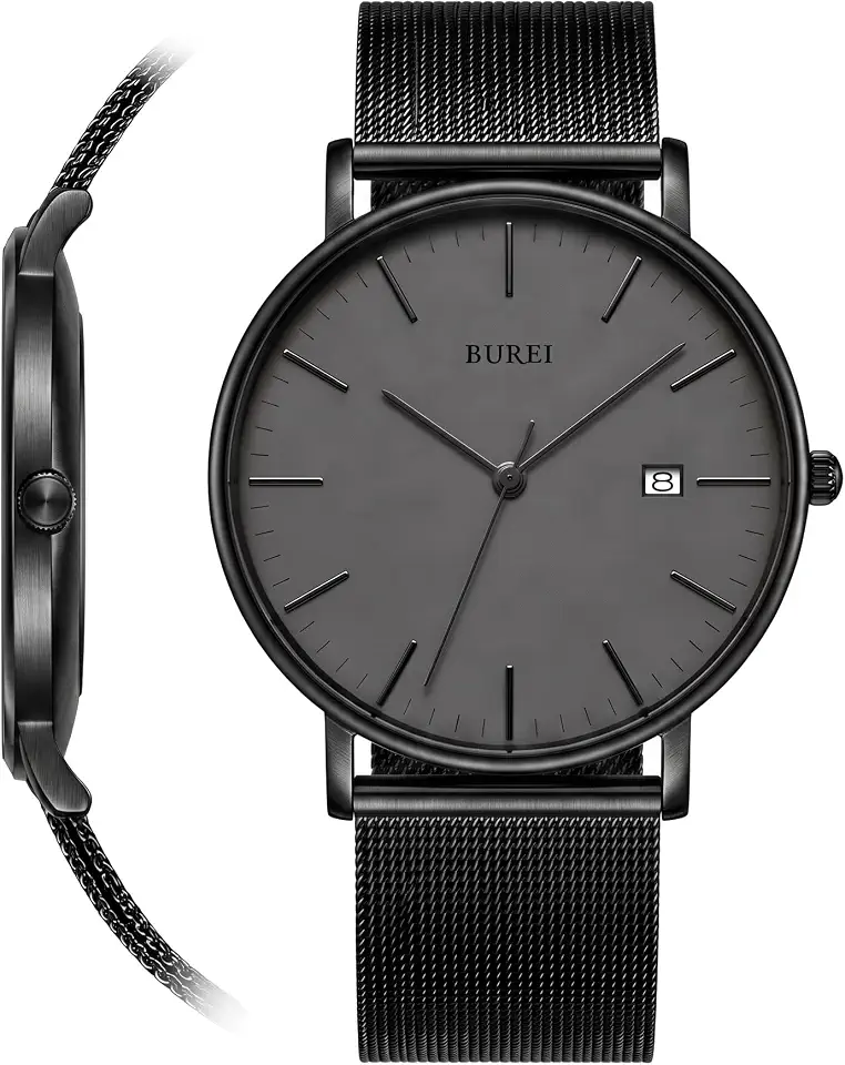 Men's Minimalist Stainless Steel Leather Watch