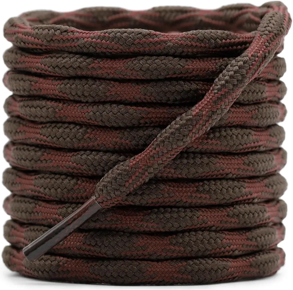 DELELE Round Hiking Boot Laces: 2 Pairs Outdoor Heavy Duty Work Shoe Laces