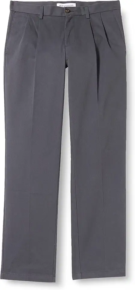Men's Pleated Charcoal Grey Dress Pants