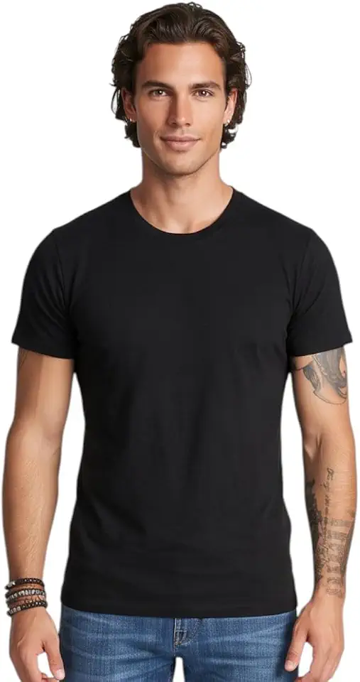 ToBeInStyle Men's Short Sleeve Crew or V-Neck Marled Classic Lightweight T-Shirt