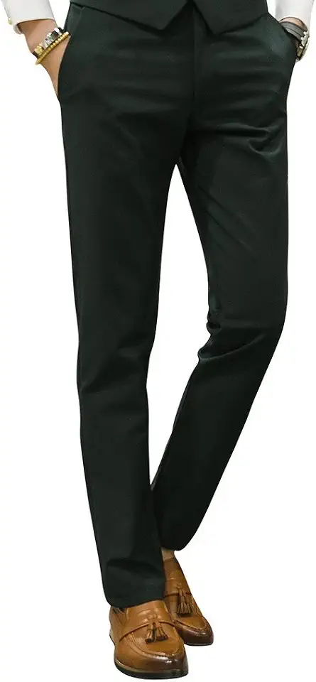 MOGU Men's Dress Pants, Slim Fit Flat Front Casual Slacks