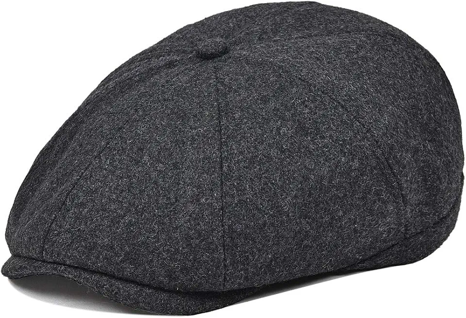 Men's Charcoal Tweed Newsboy Flat Cap