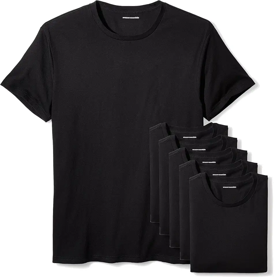 OEKO-TEX STANDARD 100 Amazon Essentials Men's Slim Fit Crewneck Undershirts, Pack of 6