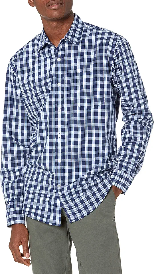 OEKO-TEX STANDARD 100 Amazon Essentials Men's Regular-Fit Long-Sleeve Casual Poplin Shirt, Button Front, Business Casual, Collared