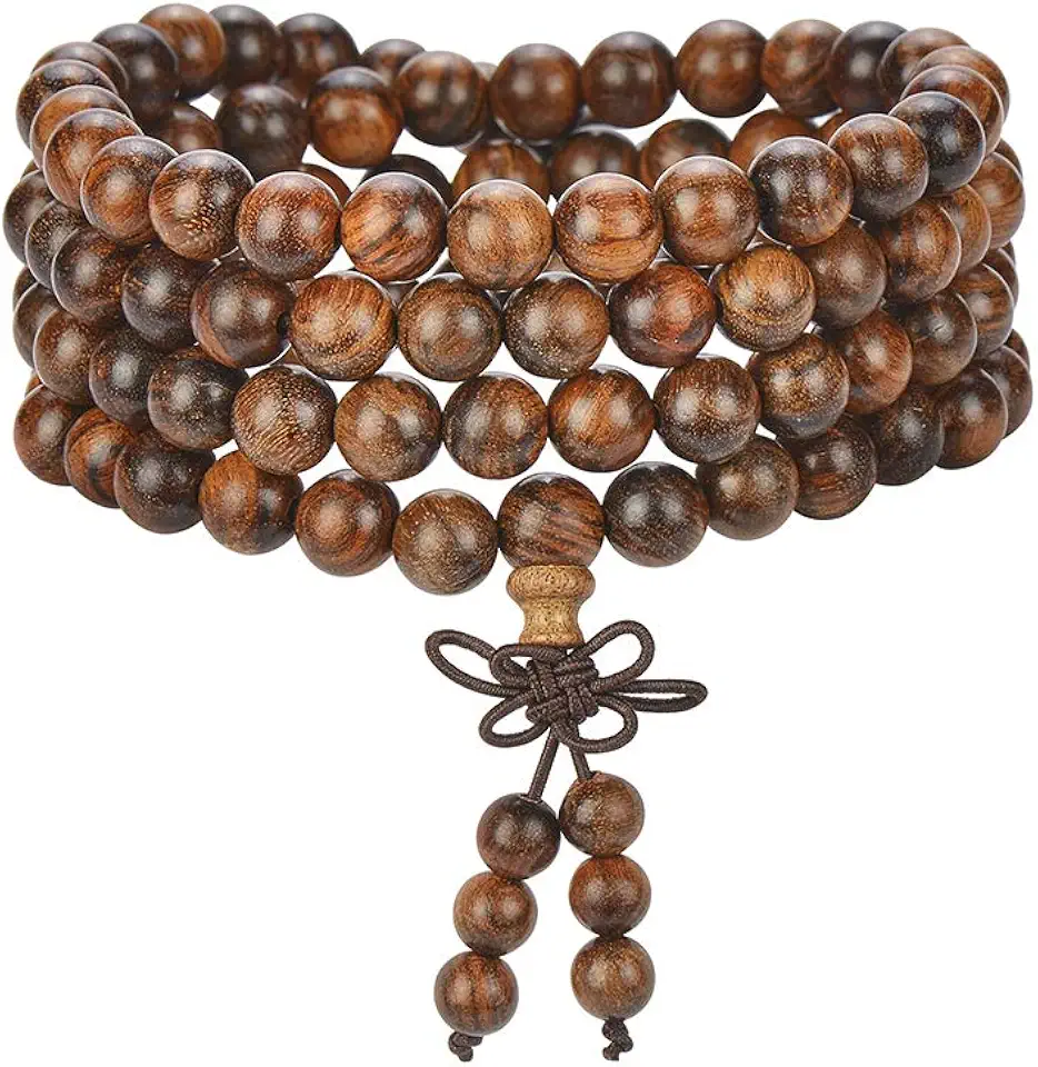 Men's Natural Wooden Beaded Wrist Bracelet