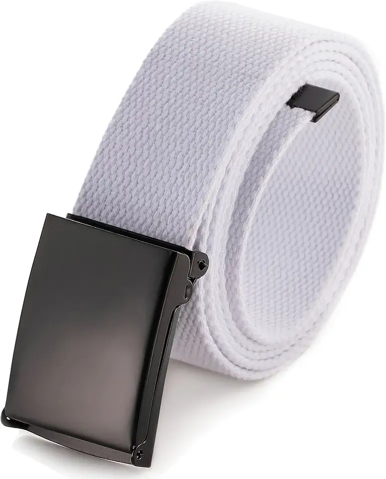 Men's White Cotton Canvas Belt