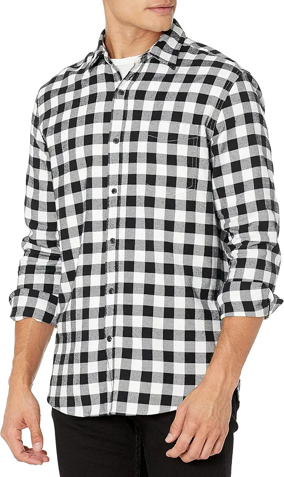Amazon Essentials Men's Regular Fit Long-Sleeve Flannel Shirt, Soft Brushed Cotton, Lightweight yet Warm