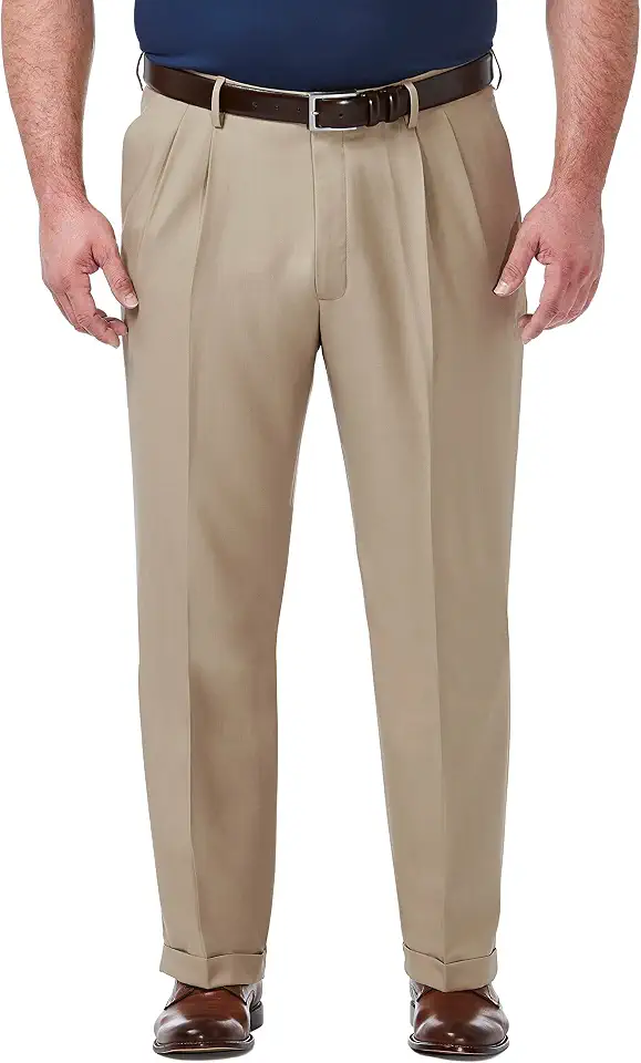 Haggar Men's Classic Fit Pleated Premium Comfort Dress Pant