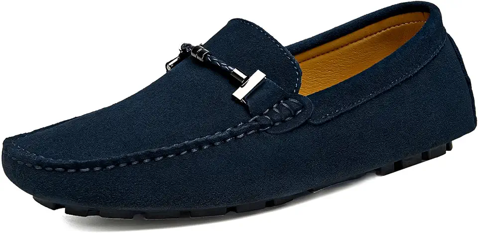 Men's Navy Blue Suede Driving Loafers