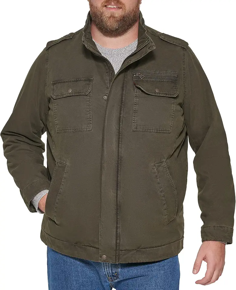 LEVI'S Men's Washed Cotton Military Jacket (Regular & Big & Tall Sizes)