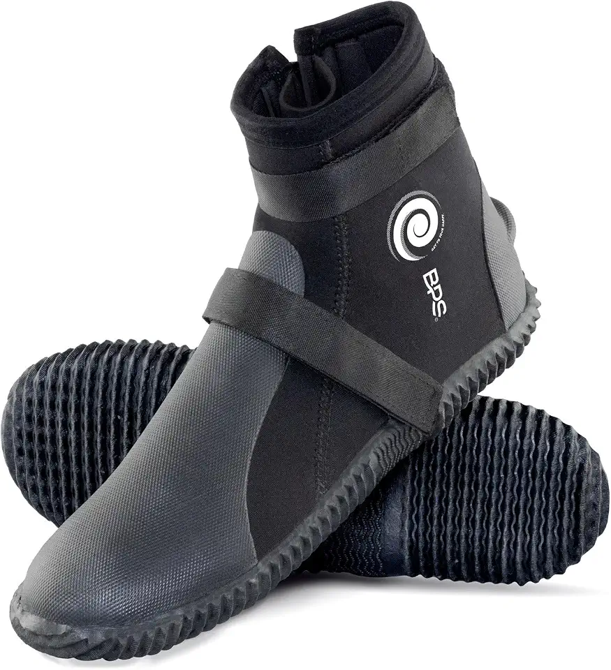 BPS 3mm 5mm 7mm Neoprene Dive Boots with Anti-Slip Hard Sole - Men & Women Wetsuit Shoes for Water Sports - Scuba Diving, Snorkeling, Surfing, Canyoning, Paddleboarding & Rafting