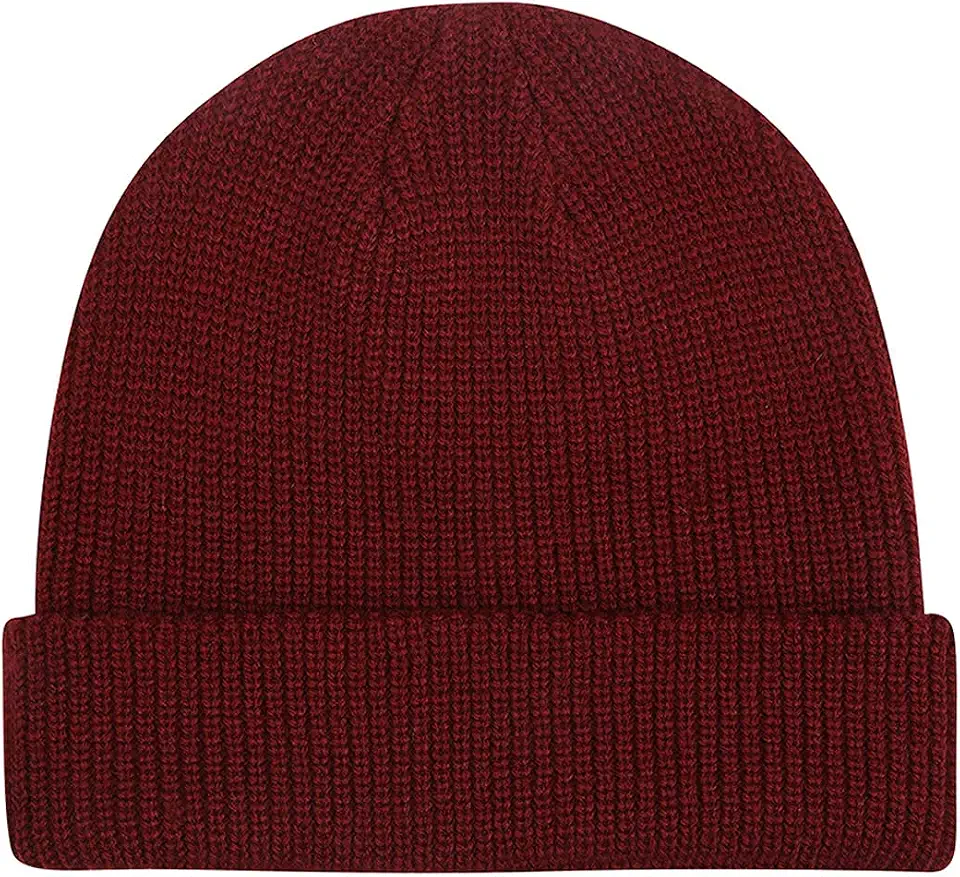 Men's Burgundy Ribbed Knit Beanie
