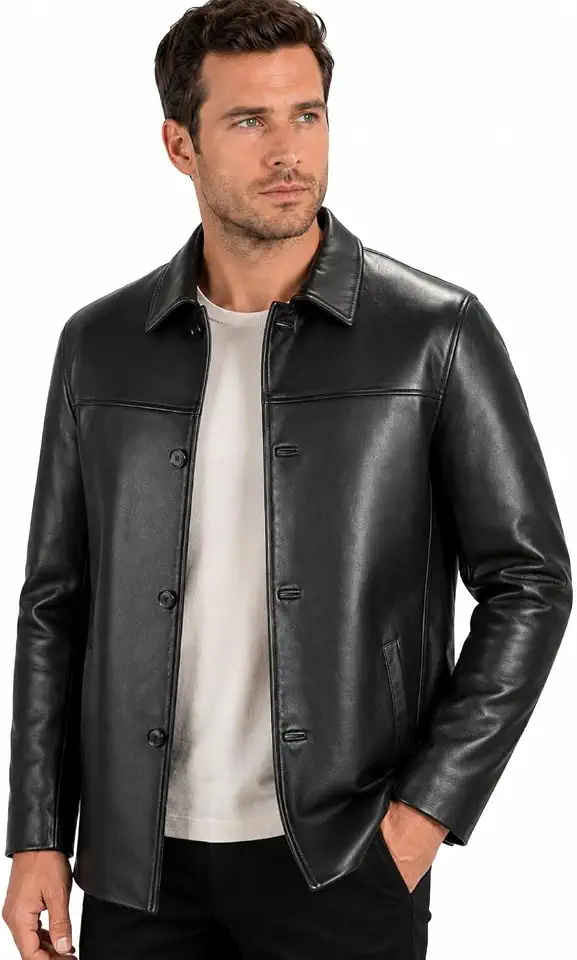 REED EST. 1950 Men's Jacket Genuine Lambskin Leather Car Coat