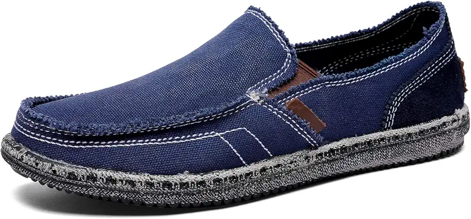 CASMAG Men's Casual Cloth Shoes Canvas Slip on Loafers Leisure Vintage Flat Boat Shoes