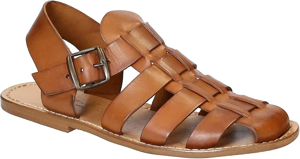 Hand Made Mens Sandals in Vintage Cuir Genuine Leather Crafted in Italy
