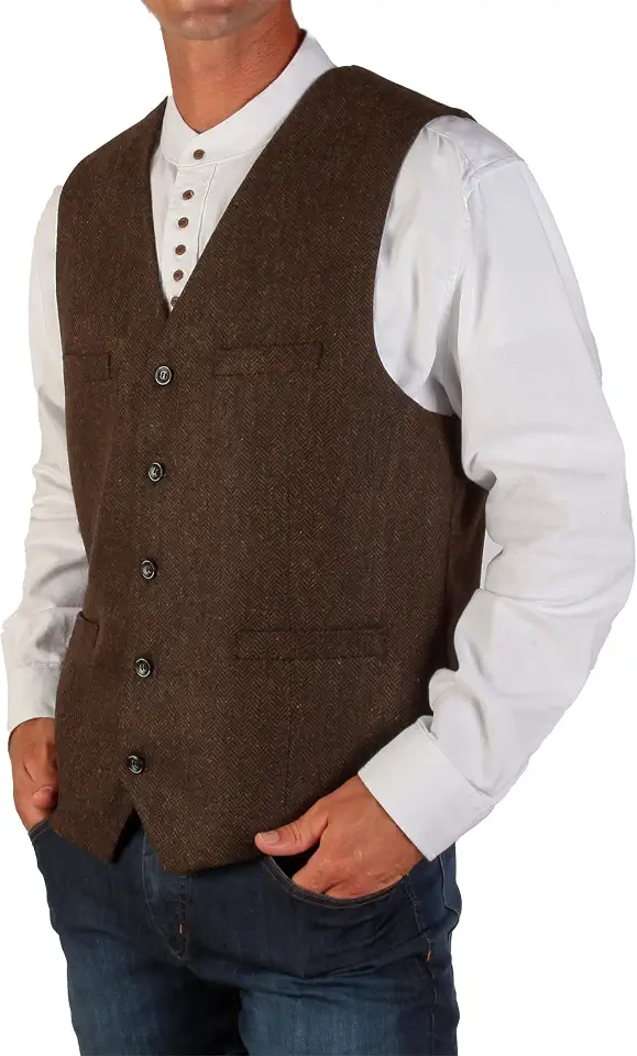 The Celtic Ranch Men's Irish Herringbone Wool Blend Tweed Vest
