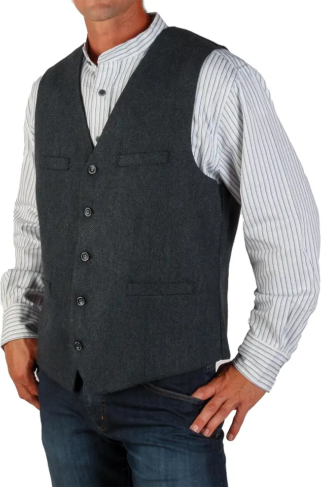Men's Regular Fit Navy Blue Wool Vest