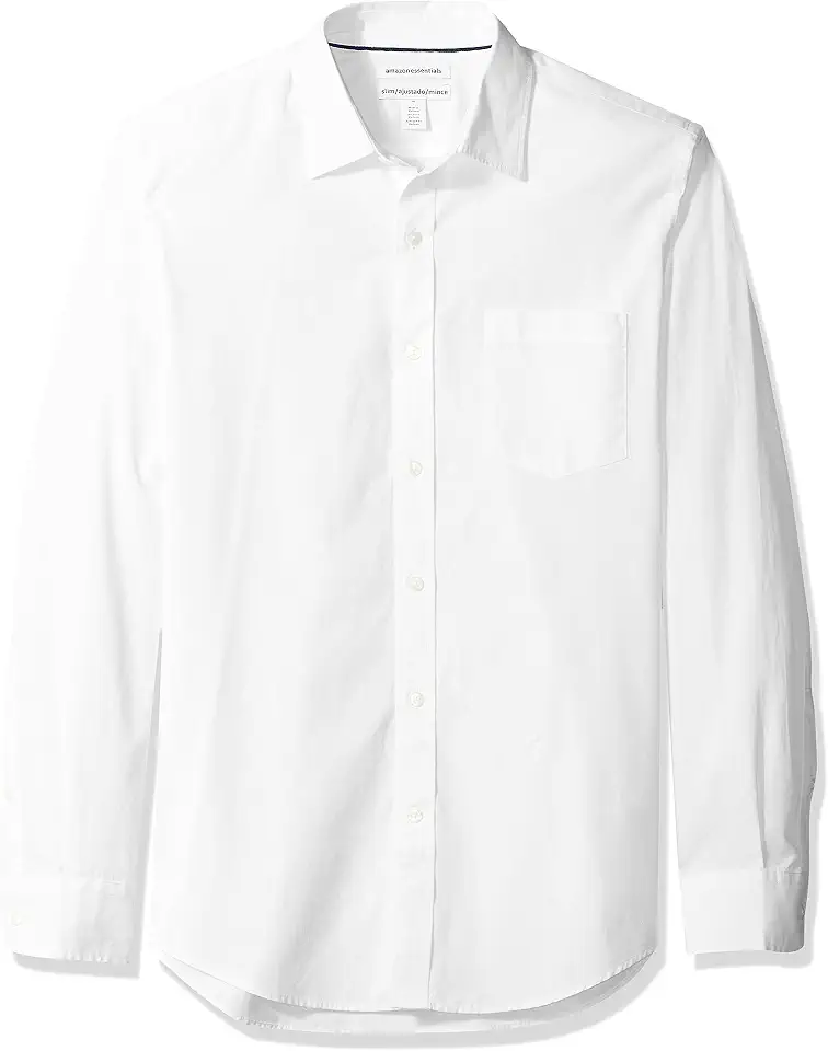 Men's Slim Fit White Poplin Dress Shirt