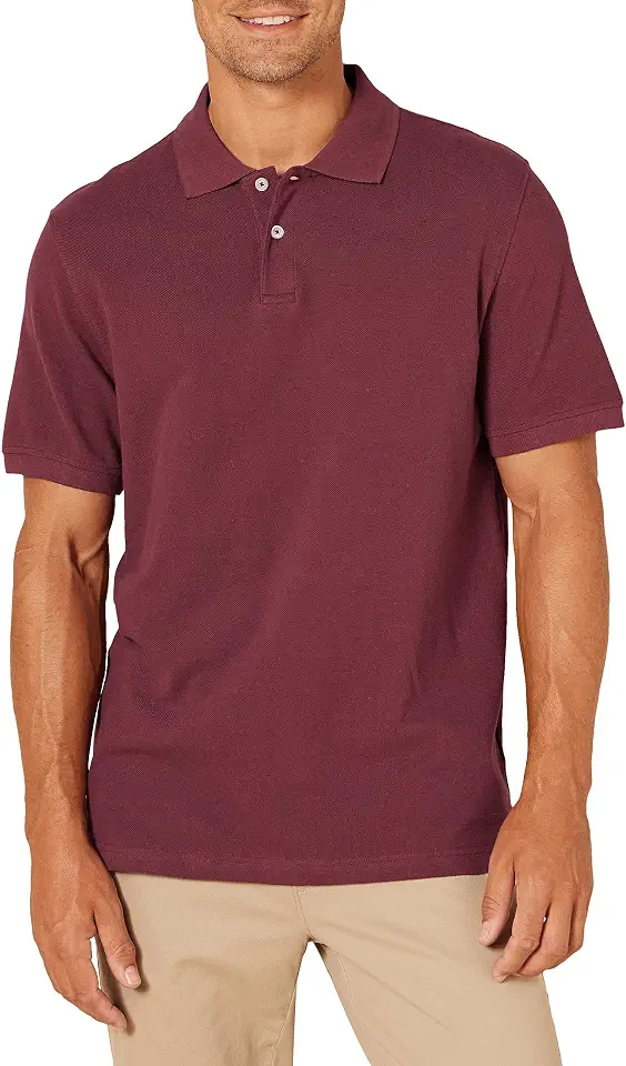 Amazon Essentials Men's Short Sleeve Slim-Fit Cotton Pique Polo Shirt, Breathable Collared