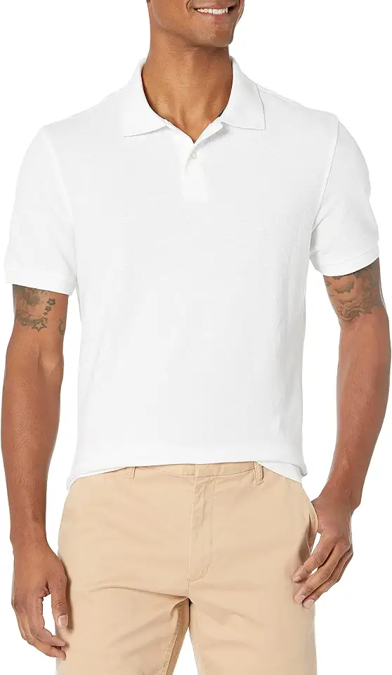 Men's White Cotton Knit Polo Shirt