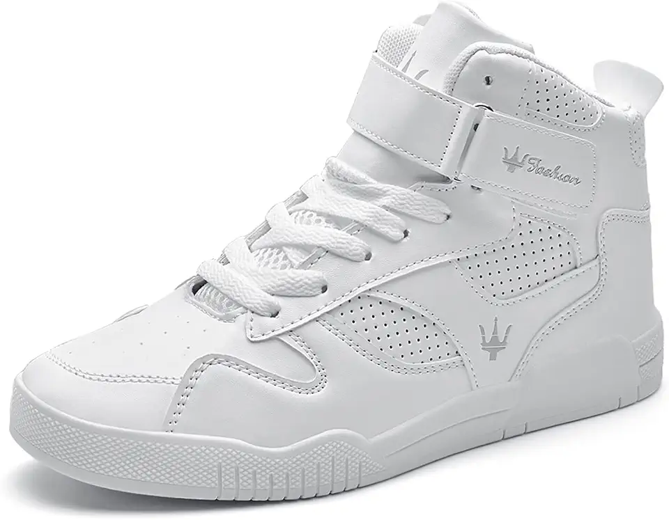 FZUU Men's Fashion High Top Leather Street Sneakers Sports Casual Shoes