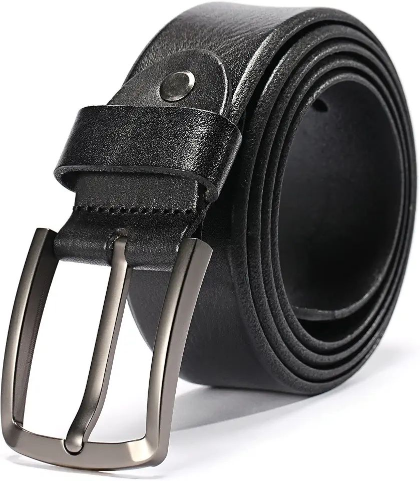 KEECOW Men's 100% Italian Leather Belt, Anti-Scratch Buckle 26-46"