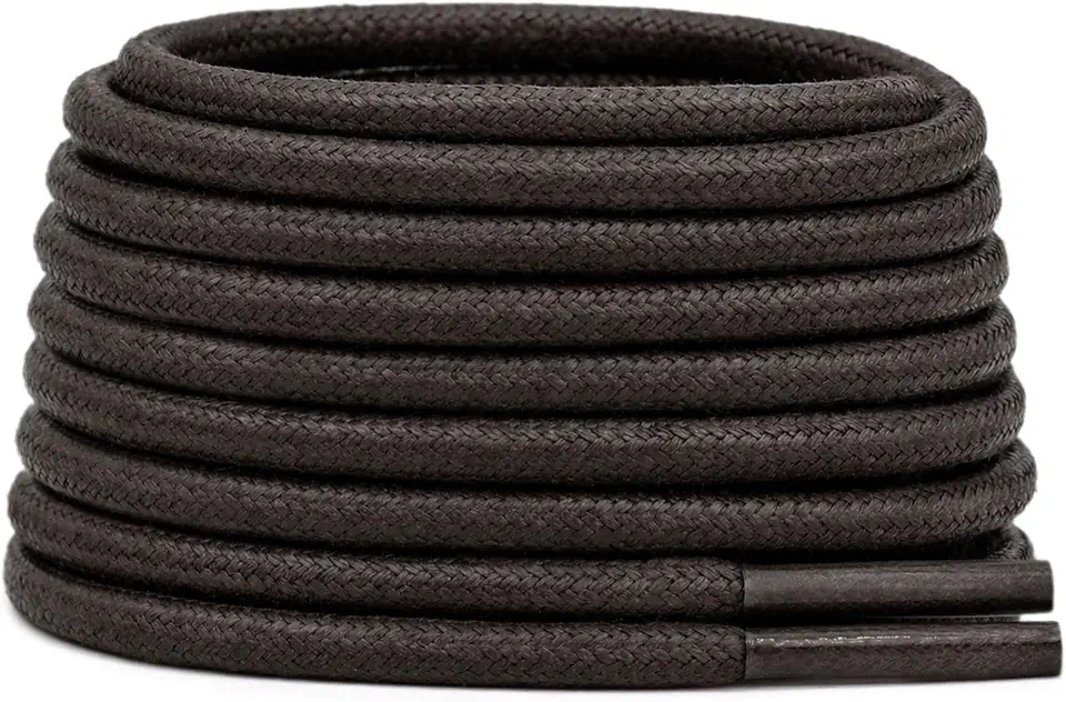 DELELE Round Cotton Waxed Shoelaces: 3.5MM Dress Shoe Laces for Boot 2 Pair