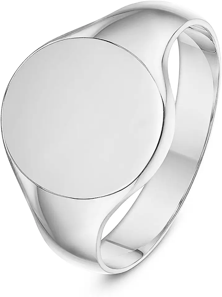 LANDA JEWEL Unisex Sterling Silver Cushion or Oval Shape Heavy Weight Polished Signet Ring