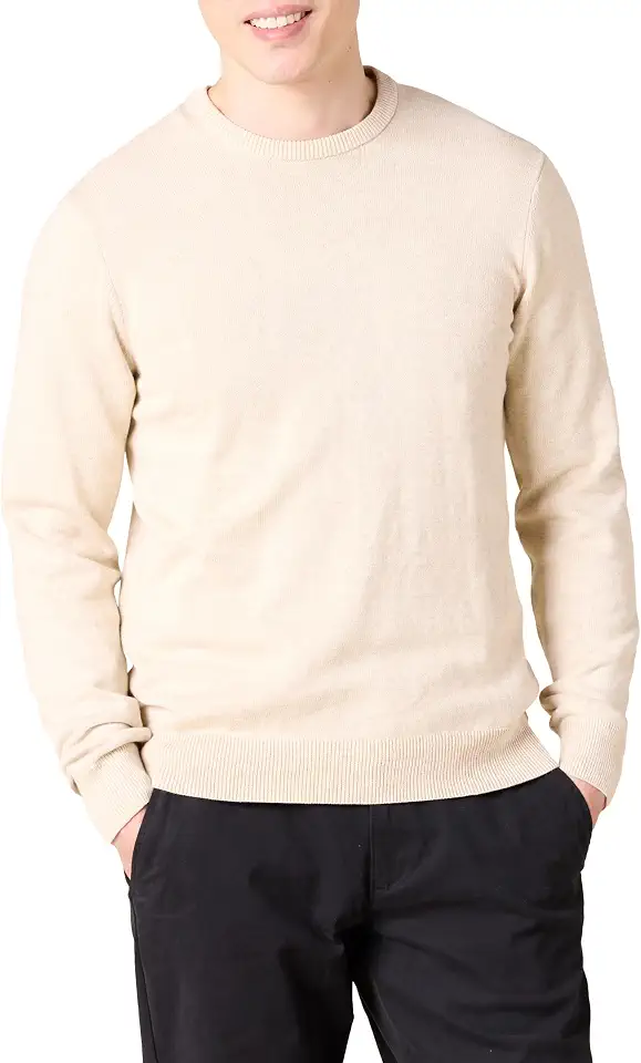OEKO-TEX STANDARD 100 Amazon Essentials Men's Cable Knit Long-Sleeve Crewneck Sweater, 100% Cotton, Big & Tall Options Available