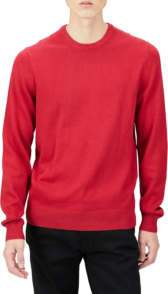 OEKO-TEX STANDARD 100 Amazon Essentials Men's Cable Knit Long-Sleeve Crewneck Sweater, 100% Cotton, Big & Tall Options Available