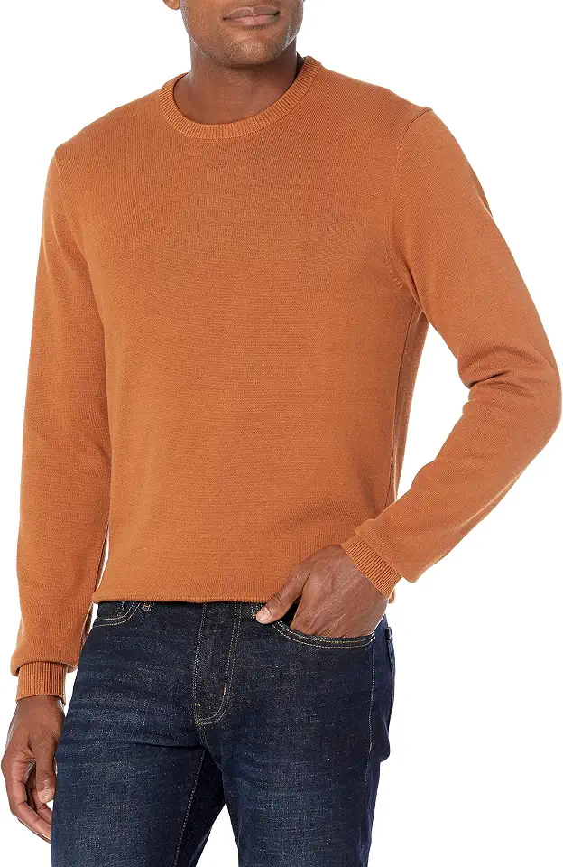 Men's Rust Cable Knit Crewneck Sweater