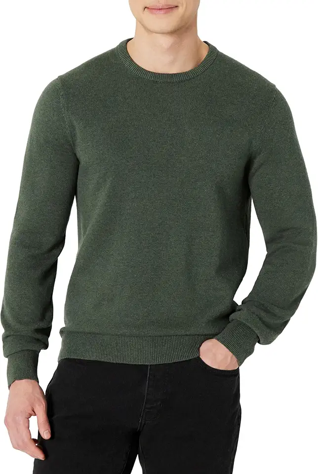 Amazon Essentials Men's Cable Knit Long-Sleeve Crewneck Sweater, 100% Cotton, Big & Tall Options Available