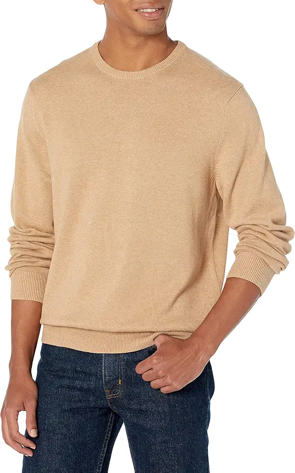 Amazon Essentials Men's Cable Knit Long-Sleeve Crewneck Sweater, 100% Cotton, Big & Tall Options Available