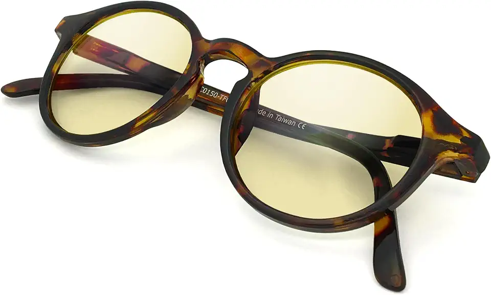 Men's Amber Tortoiseshell Round Frame Eyeglasses