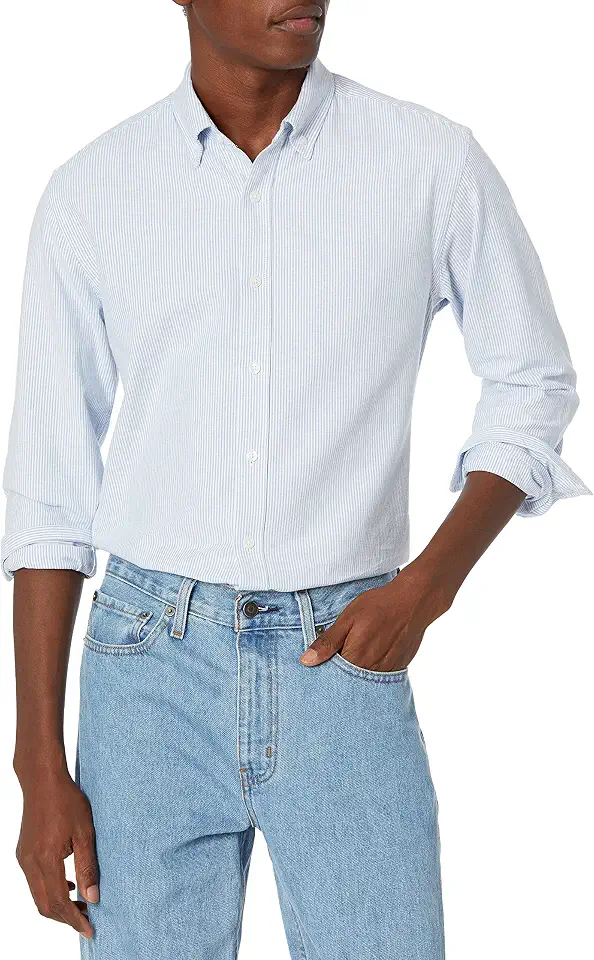 OEKO-TEX STANDARD 100 Amazon Essentials Men's Regular-Fit Long Sleeve Oxford Shirt, 100% Cotton