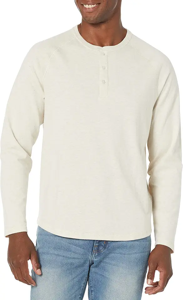 OEKO-TEX STANDARD 100 Amazon Essentials Men's Long Sleeve Henley Shirt for Men, Regular-Fit, Cotton, Available in Big & Tall