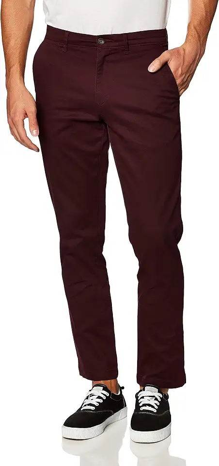 Men's Burgundy Relaxed Fit Chinos