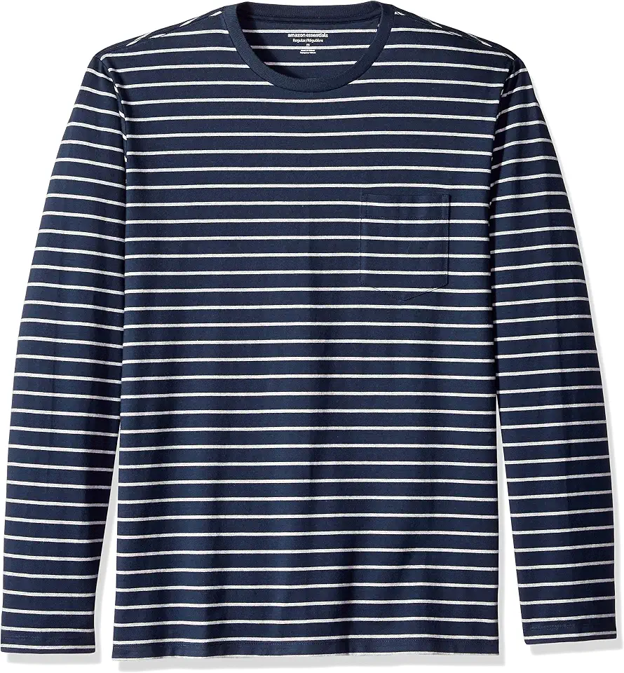 Men's Blue Striped Long Sleeve V Neck T Shirt